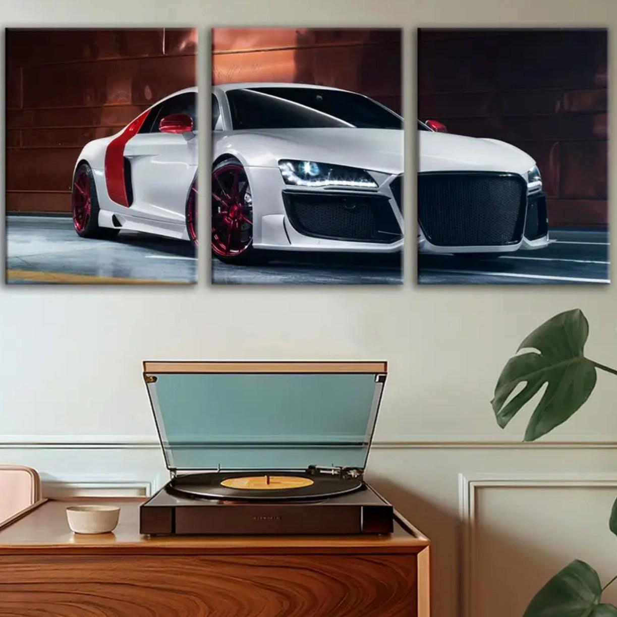 Oil Canvas Sports Car Wall Art for Living Room or Bedroom with Pine Wood Frame 15x20