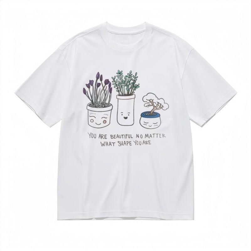 

Women s Classic T-Shirt Three Cute Plant Characters with Affirmation Slogan Tee 3XL