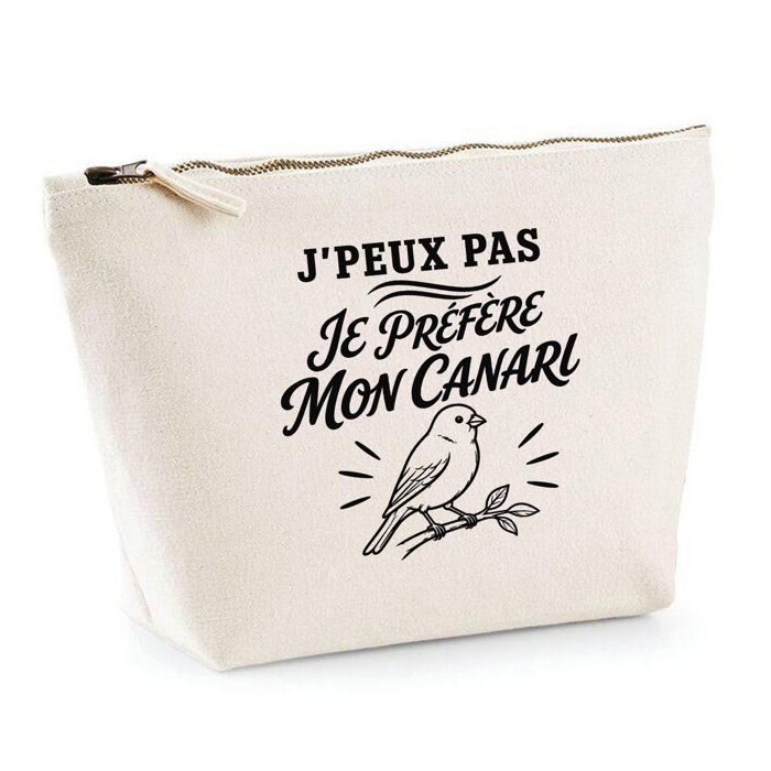 Trousse de toilette - PLANETEE - Collection J'peux pas minimaliste - Beige - 100% coton - 3 L, zip métal