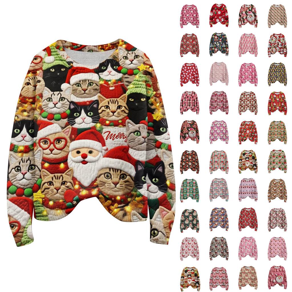 Women'S Christmas Sweater Cute Fun Christmas Sweater Fall And Winter Long Sleeve Knitted Sweater