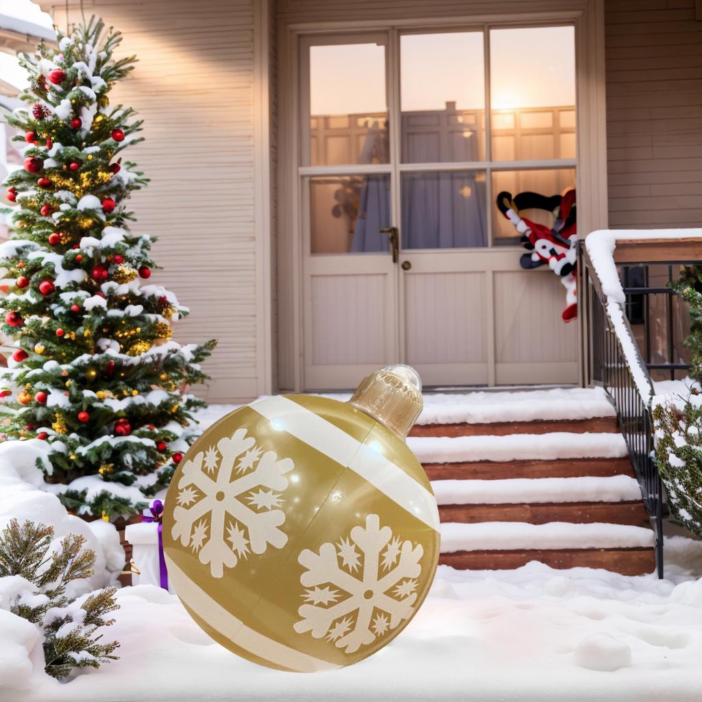 Inflatable Christmas Balloon Weather Resistant Decorated Ball Holiday Ornament for Outdoor Indoor Holiday Yard Lawn Porch Decor