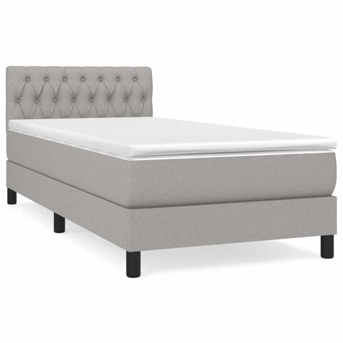 Lit avec matelas - Maison Exclusive - 100x200cm - Tête de lit réglable - Gris clair - 2 places
