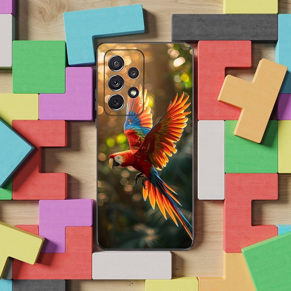 Cute Art Animal Parrot Case For Samsung S10,Plus,S9,S22,S25,Ultra,S24,S21,S20,S23,FE,Lite,Soft Silicone Black