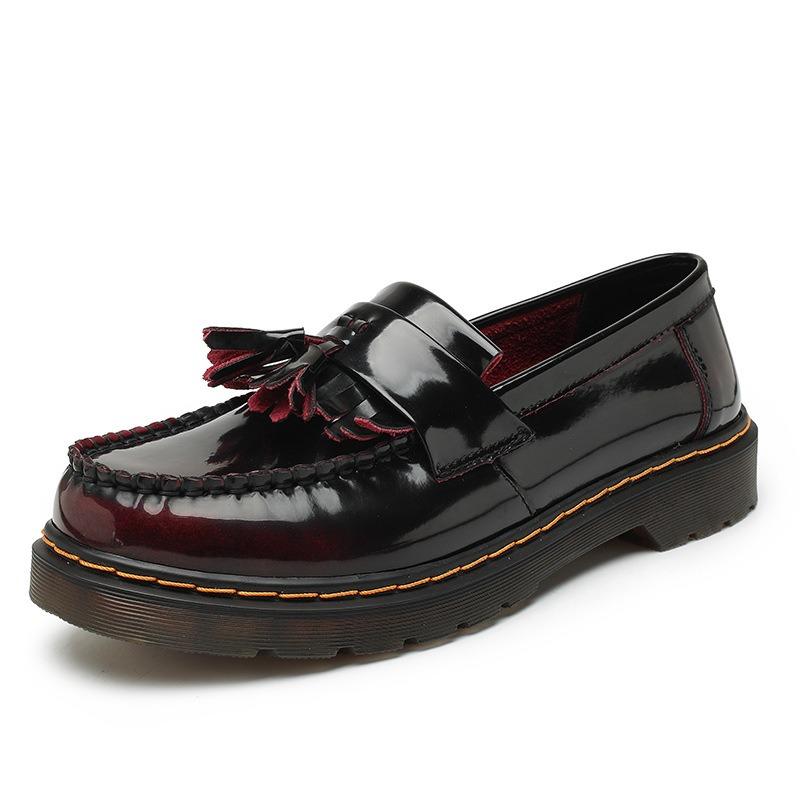 Women's genuine leather low-top small leather shoes fringed loafers student round head casual shoes