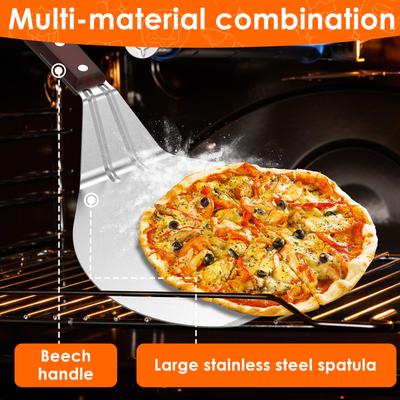1 Stück Edelstahl-Pizzaschaufeln mit Holzgriff Runde Pizza-Spatel Kuchenschaufel Brot Schneider zum Backen Küchenzubehör