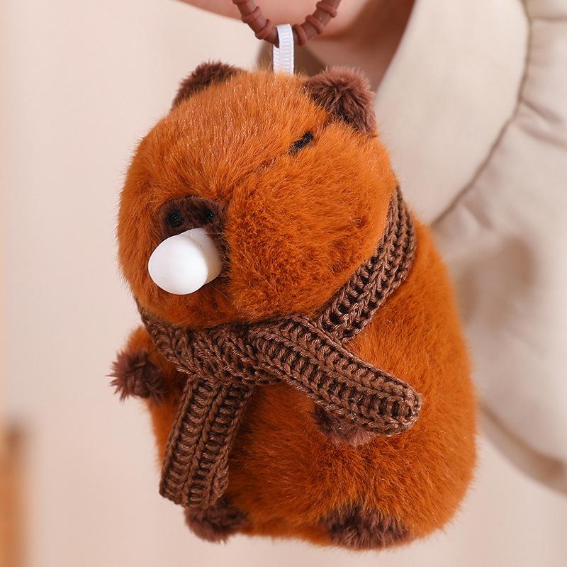 Poppova Kapibala Capybara Plush Pendant Funny Pinch Le Unzipped Doll Schoolbag Hanging