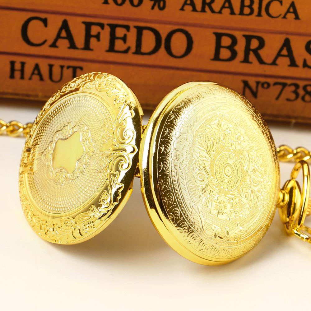 10pcs/lot Wholesale Luxury Gold Vintage Quartz Pocket Watch Pendant for Men Women Necklace Chain Clock Souvenir Gift