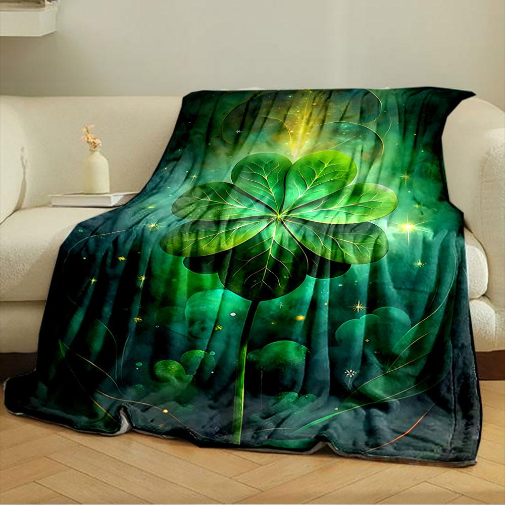 Lucky Clover Green Glow for All Seasons Blanket Lunch Break Throw Gift