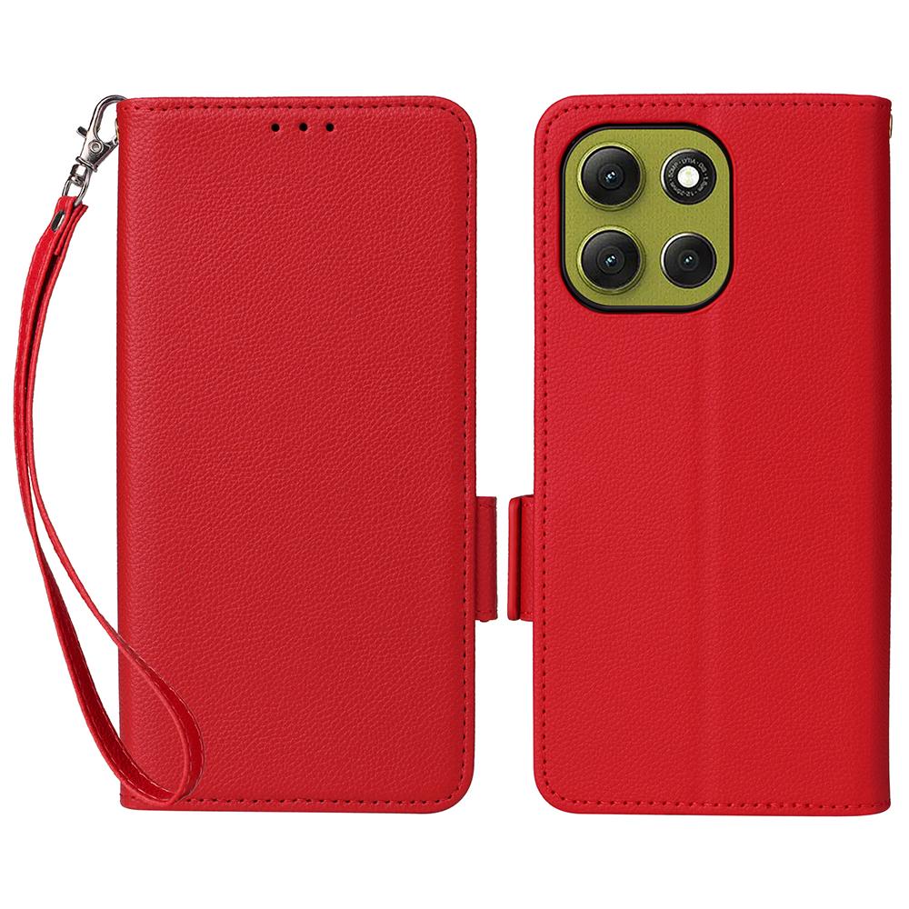 For Motorola Moto G86 5G Case with Wrist Strap Litchi Texture PU Leather Wallet Phone Cover