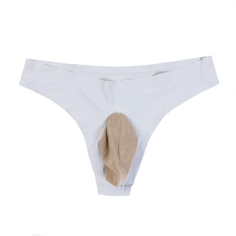 Men's ice silk thong seamless sexy jj set low-rise T-pants large size fun one-piece tight thong panties