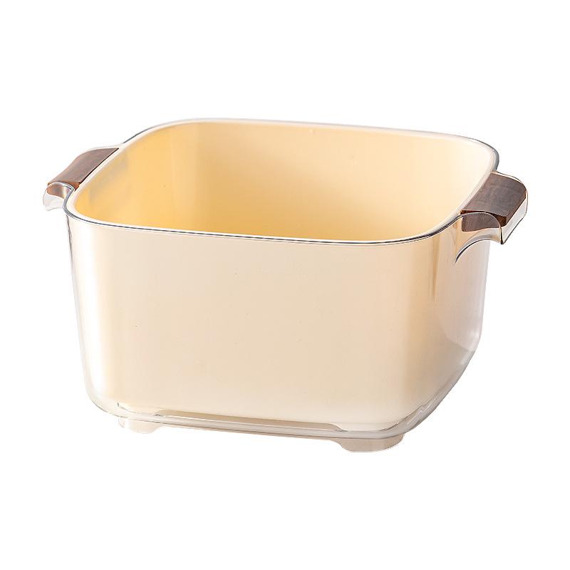 Buckle Draining Basket: Double Layer Food-Grade Basin for Washing Fruits, Vegetables, and Rice