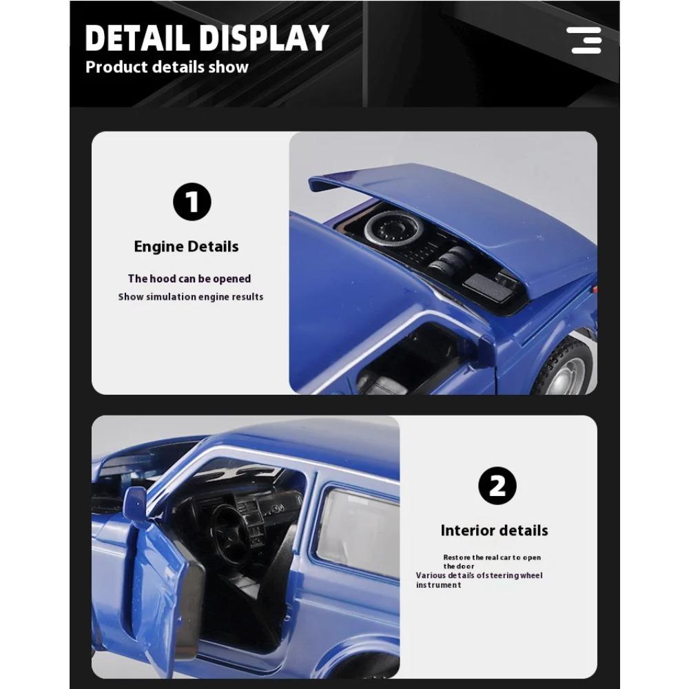 1/32 Lada Jeep Oldtimer Modell Auto Legierung Auto Diecast Modell Sound und Licht Rückzieher Spielzeug Sammlung Kinder Geburtstag Spielzeug Geschenk