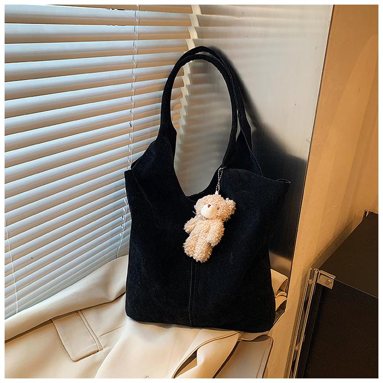Suede bag women's large-capacity new spring and summer retro shoulder shopping bag commuter tote bag