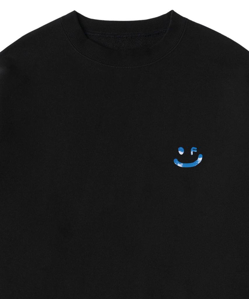 GRAVER [Unisex] Sky Cloud Drawing Smile Sweatshirt_Black