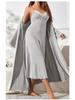 Elegant Milk Silk Lace Nightdress & Bathrobe Set - Sexy Two-Piece Pajamas