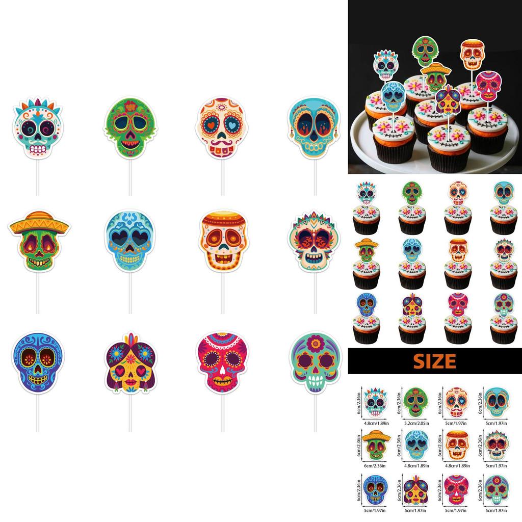 Halloween Skull Cake Topper Paper Party Decoration For Spooky Celebrations