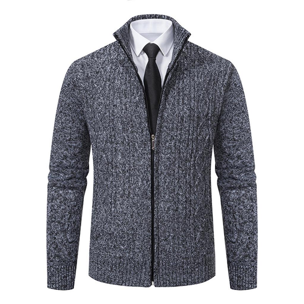 Herre Cardigan Genserjakke Herre Ståkrage Strikket Casual Ensfarget Genser