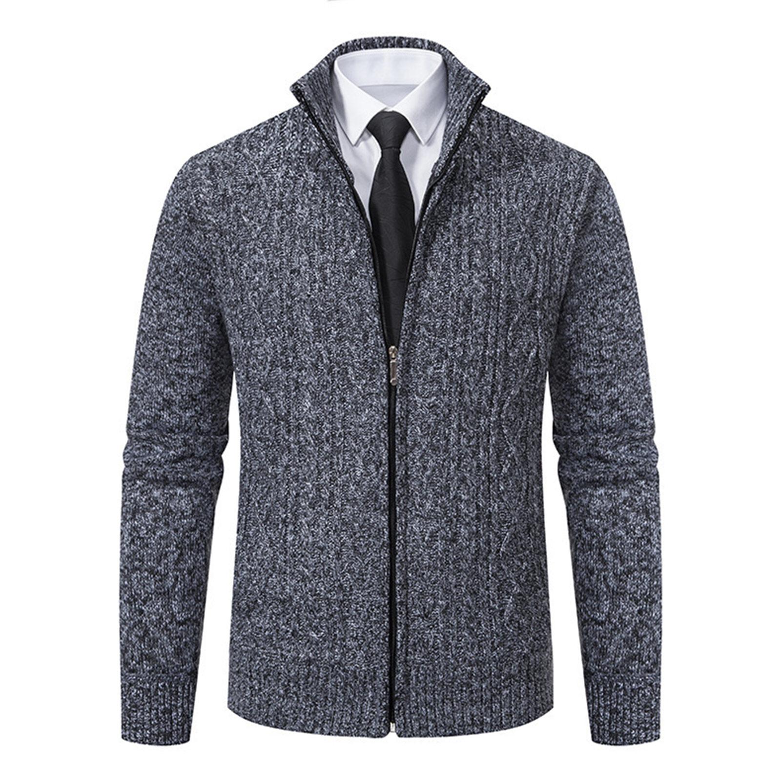 

Мужской кардиган-свитер, куртка, мужской трикотажный повседневный свитер однотонной расцветки со стойкой XL