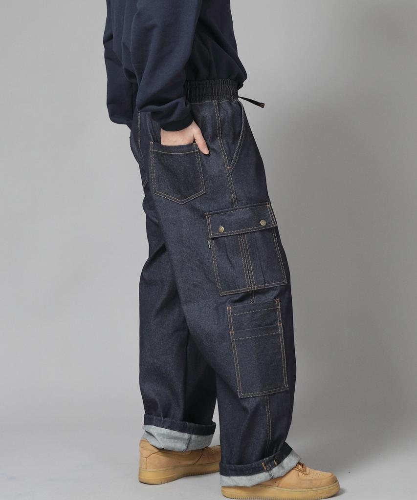 Seinteukeulu Double Cargo String Jogger Pants Dcj-338 Denim Indigo