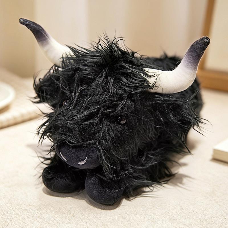 Long Hair Highland Cattle Plush Toys Fluffy Realistic Cattle Doll Funny Sit&Stand&Lying Pose Animal Doll Cute Desktop Decor