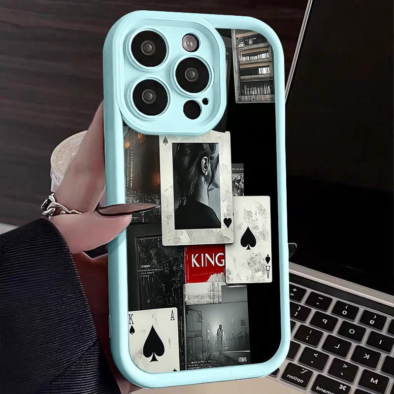 Мягкий силиконовый чехол с рисунком туза пик для iPhone 16 Pro Max 15 Plus 14 13 Pro 12 — фото 12