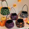 Bat Candy Polyester Halloween Bucket Portable Basket Handle Candy Basket Trick-or-Treat Bag Night Outdoor Adventures