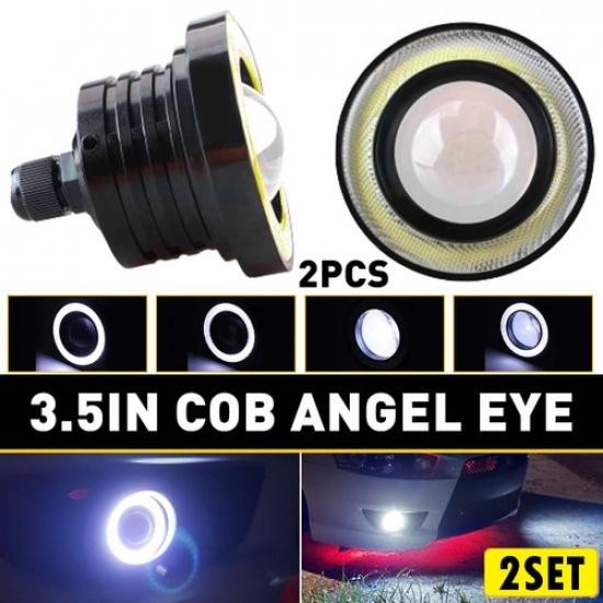 

4x 3 COB LED Fog Light Projector Car Angel White Eyes Halo Ring DRL Lamp Light