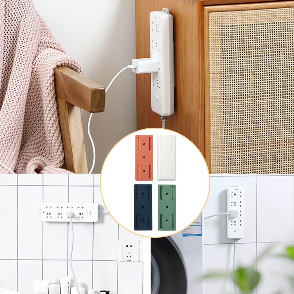 Wall Mounted Socket Holder Fixer Patch Self-Adhesive Power Socket Strip Fixator Punch-free Plug Socket Organizer for Home Office