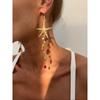 Women's Bohemian-style Alloy Statement Earring Set with a Nautical Starfish and Seashell Design, Perfect for Everyday Wear