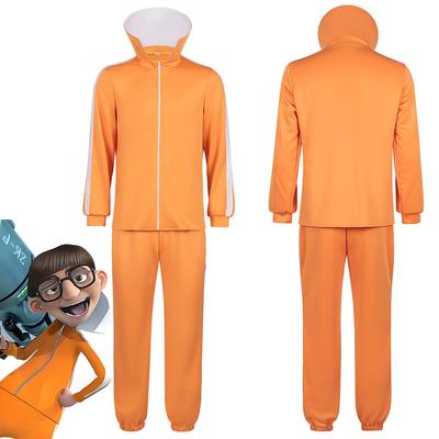 Movie Vector Cosplay Costume Orange Jakect Pant Glasses Outfits Set Mushroom-shaped Wig Halloween Fancy Suit Party Suit