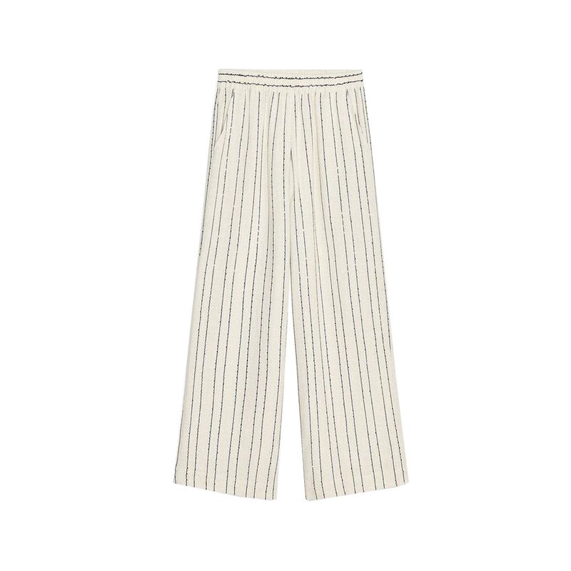 

Sequin Inlaid Lapel Suit Outwear 3524845 Beads Decoration Fashion Striped Casual Trousers 3526845 Light beige pants L