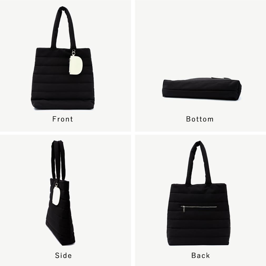 Vita Felice Quilted Tote Bag with Pouch for Women [VITAFELICE] inb-10198z (Black)