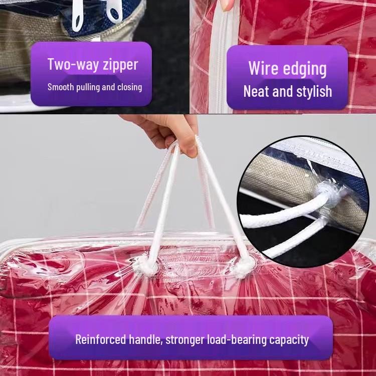 PVC Transparent Tote with Steel Wire for Dustproof Quilt and Blanket Storage
