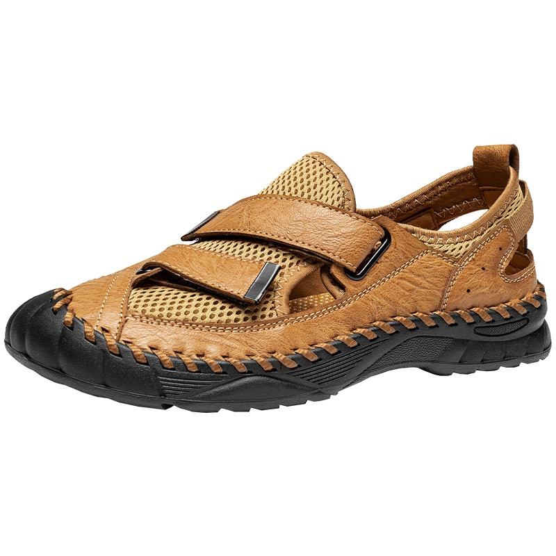 Men Hand Stitched Large Size Closed Toe Hand Stitched Large Size Sandals Lightweight Comfortable Casual Commuting Travel Footwear