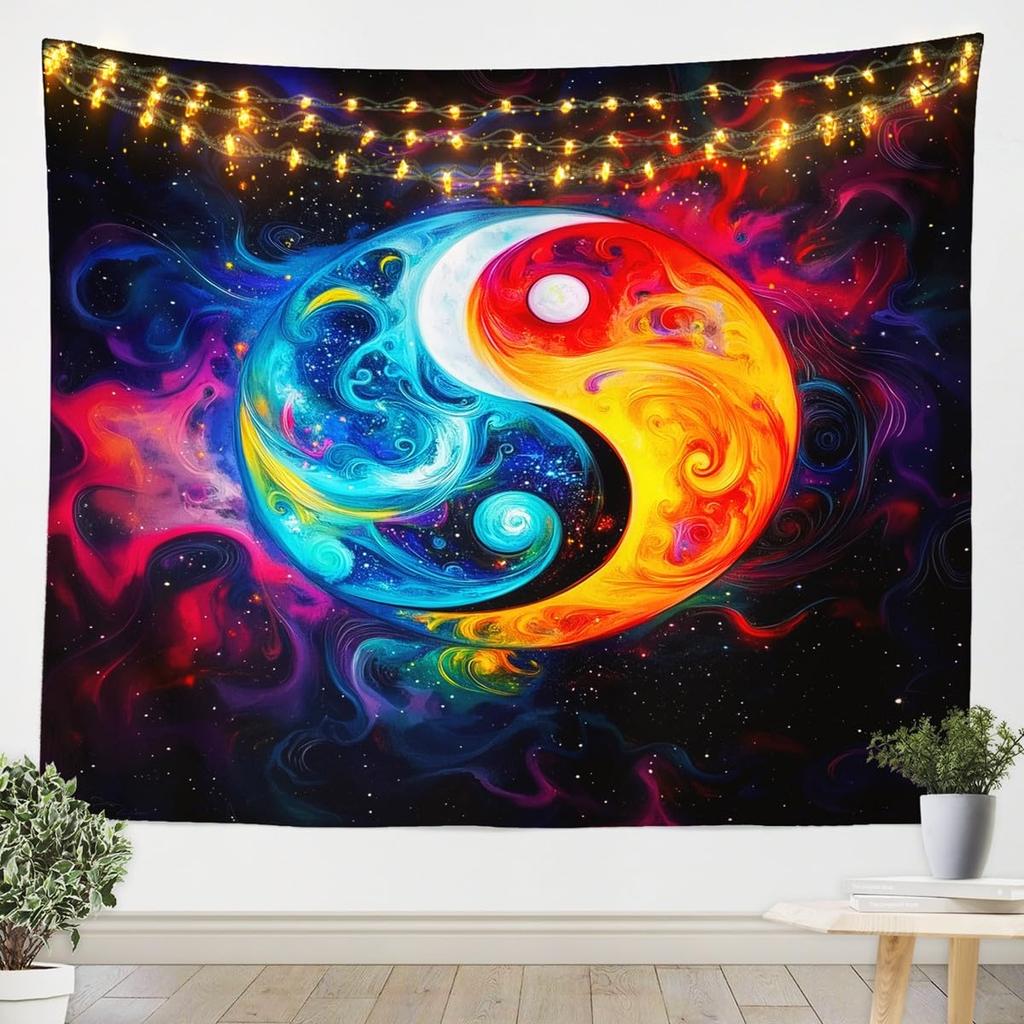 Chinese Dragon Tapestry, Black Dragon with Red Peony and Butterfly Print Wall Hanging for Bedroom, Living Room Decor