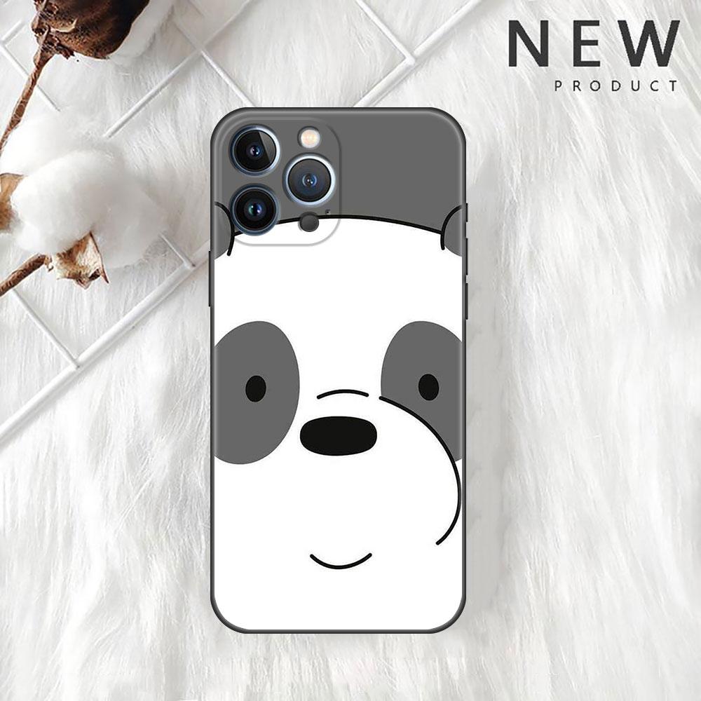 Funda Case For Apple iPhone 14 11 13 7 12 Pro 7 XR XS Max 8 Plus 6 14Pro 13Mini Black Soft Phone Coque We Bare Bears Cartoon