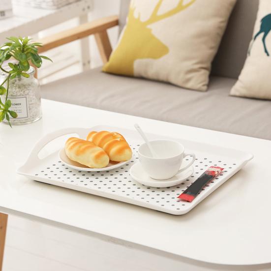 Dual-Handle Serving Tray Anti-slip Dinner Plate Lightweight Stable Countertop Tray Stackable Tray for Food Serving And Storage