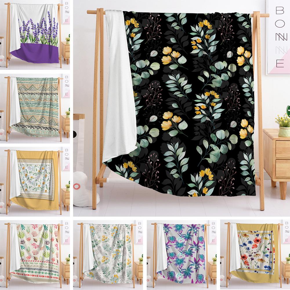 Blanket 2D Digital Printed Flannel Flower Leaf Blanket Blanket Minimum Order