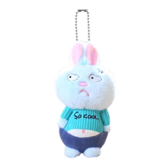 Cat Plush Pendant Keychain Cute Animal Bag Charm Soft Fluffy Pig Panda Bear Rabbit Portable Hanging Chain Decompress Toy