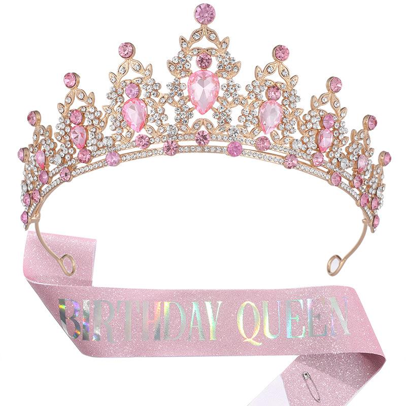 European and American Light Luxury Crystal Crown Hot Diamond Etiquette Belt Birthday Girl Birthday Party Accessories Decoration 2026