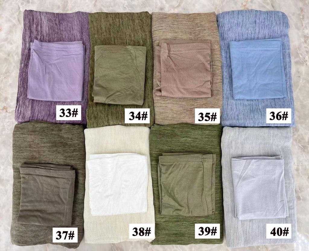High-Texture Tie-Dye Rayon Headscarf Set: Soft, Wrinkled, Vintage-Style Muslim Shawl