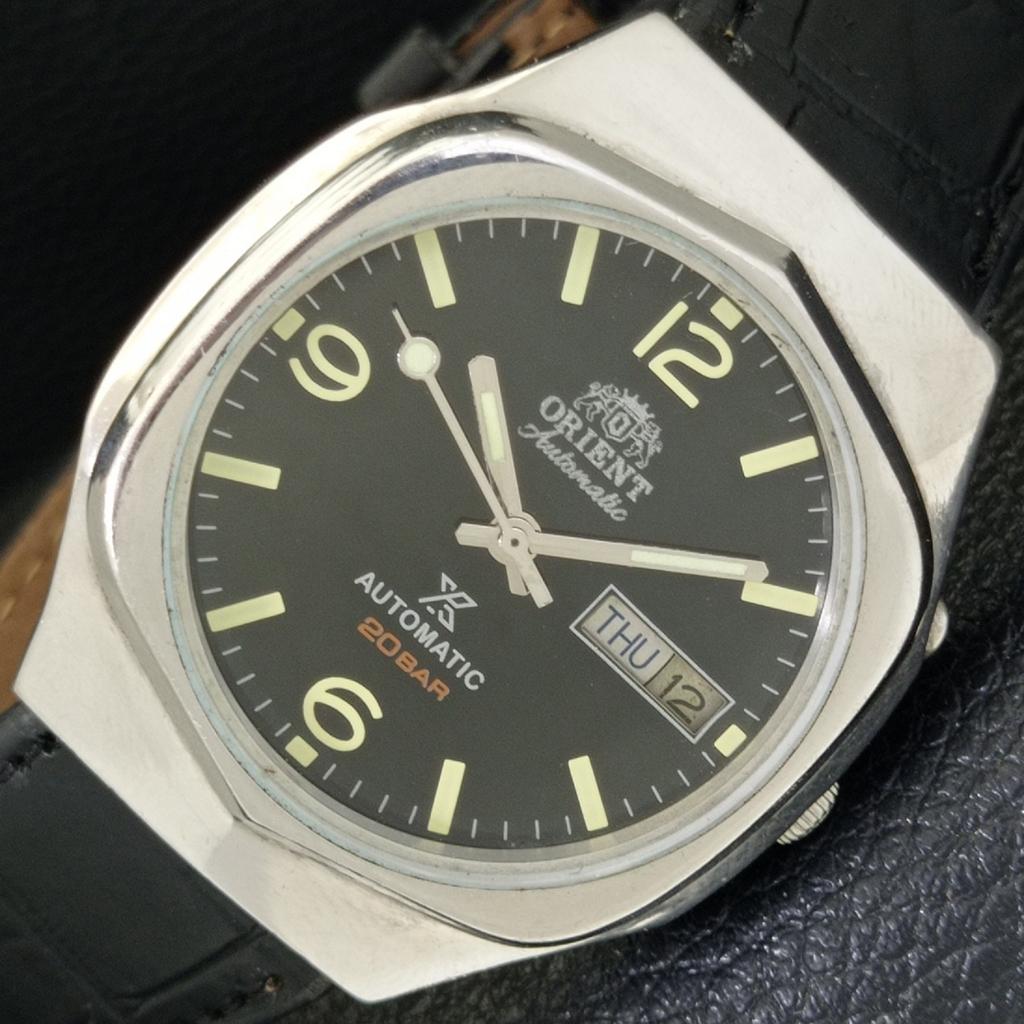 

VINTAGE ORIENT AUTOMATIC 46941 JAPAN MENS BLACK COLOR DIAL WATCH a500729-5 R154-a500729