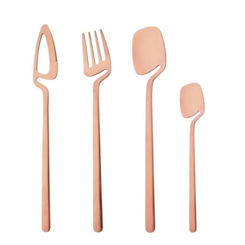 4Pcs Blue Silver Stainless Steel Cutlery Set Kitchen Silverware Dinnerware Knife Fork Spoon Flatware Set Brushed Stain Tableware Utensils