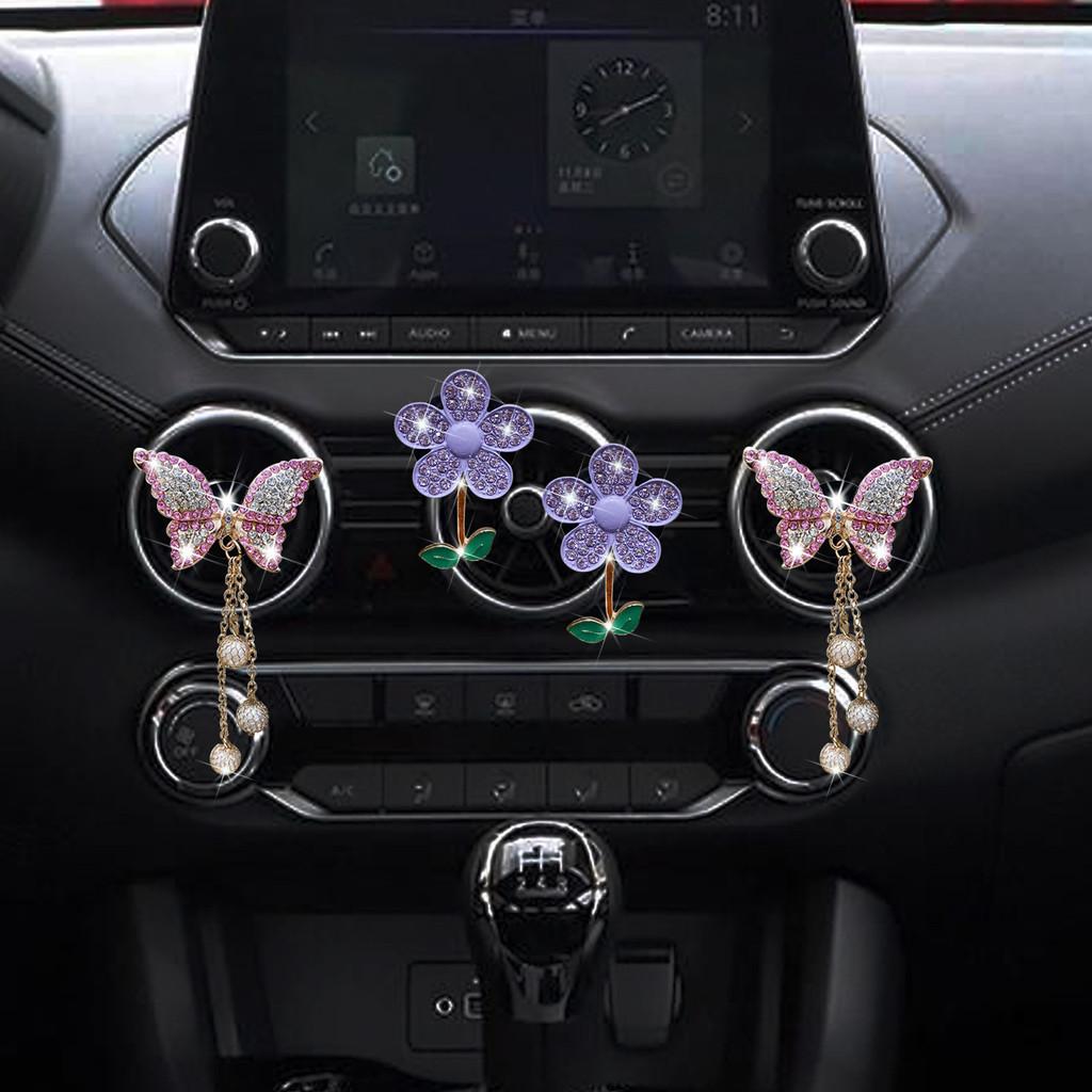 Butterfly Metal Material Pendant Car Vent Air Freshener Aromatherapy Clip Set