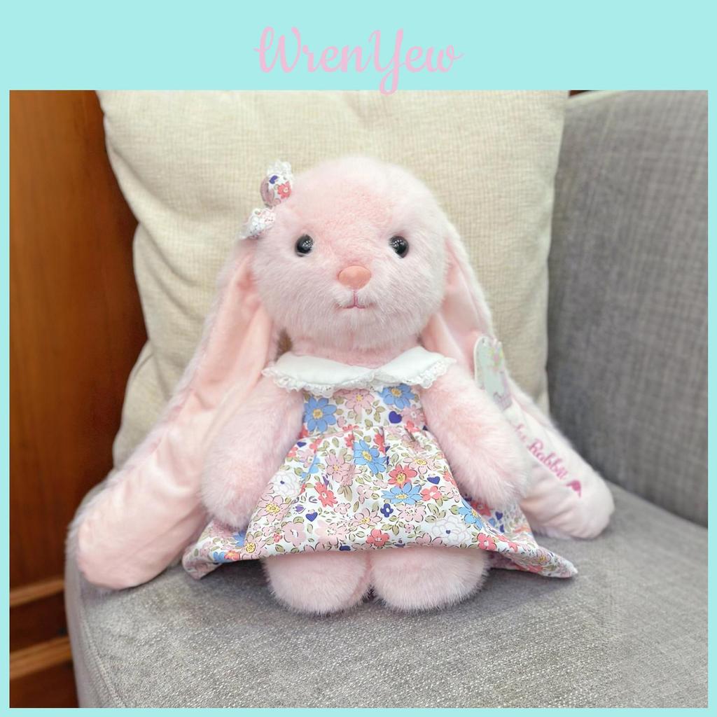 Cute Long Ear Floral Dress Plush Rabbit Doll Toy For Collectors Gift Idea