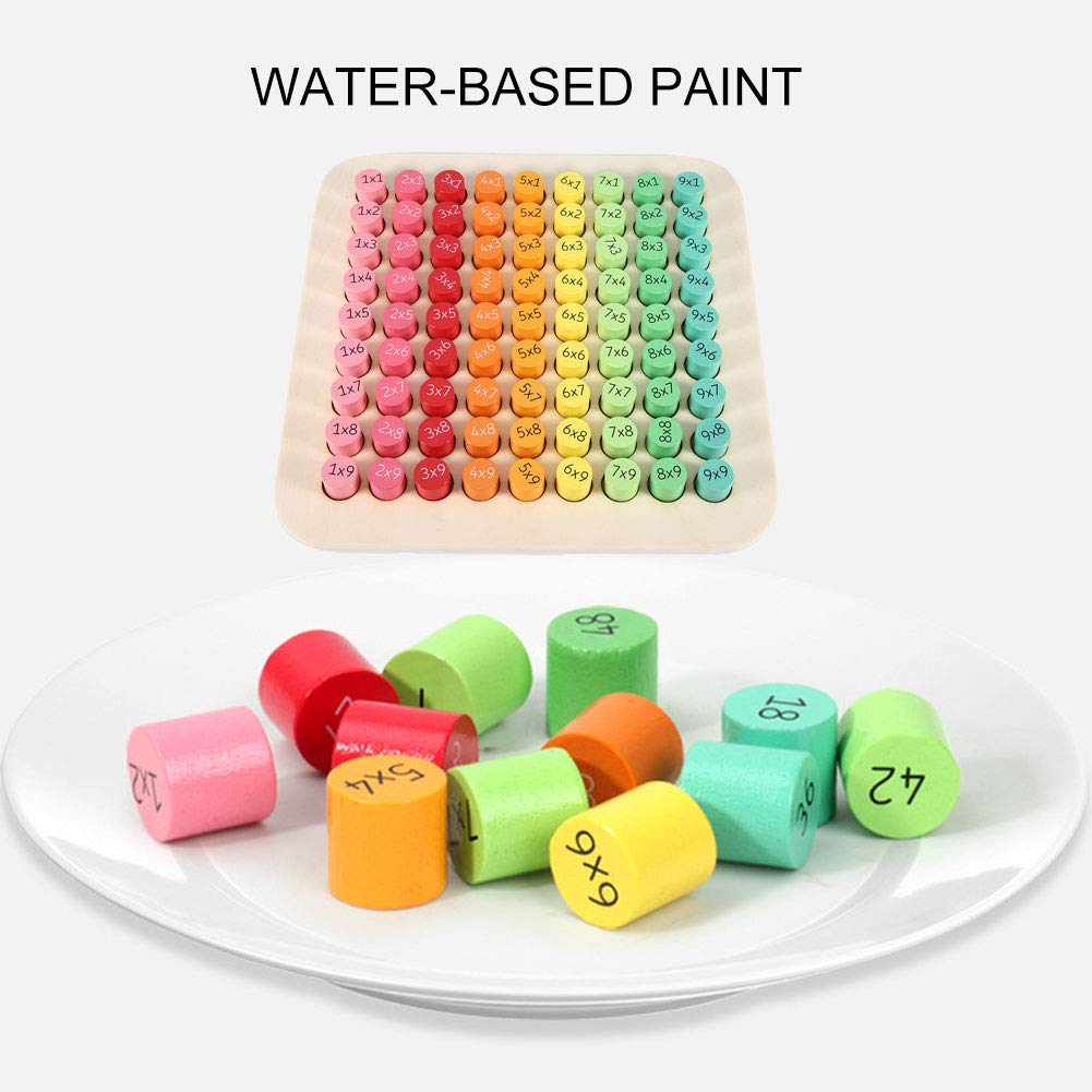Math Multiplication Table Toys Safe Harmless Wooden for Boys and Girls for Mathematics Education Toys, Burr-free