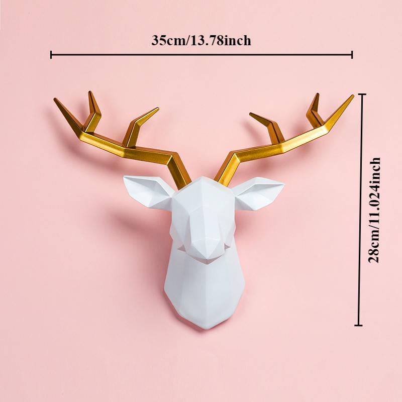 Home Decor Decorative Resin Elk Head Deer Head Wall Mount Animal Holder Wall Hanger Statue Animal Shapedat Hook Hanging Rack