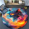Cosmic Cat Round Area Rug,Carpet Rug for Living Room Bedroom Sofa Playroom Decor,Non-slip Floor Mat