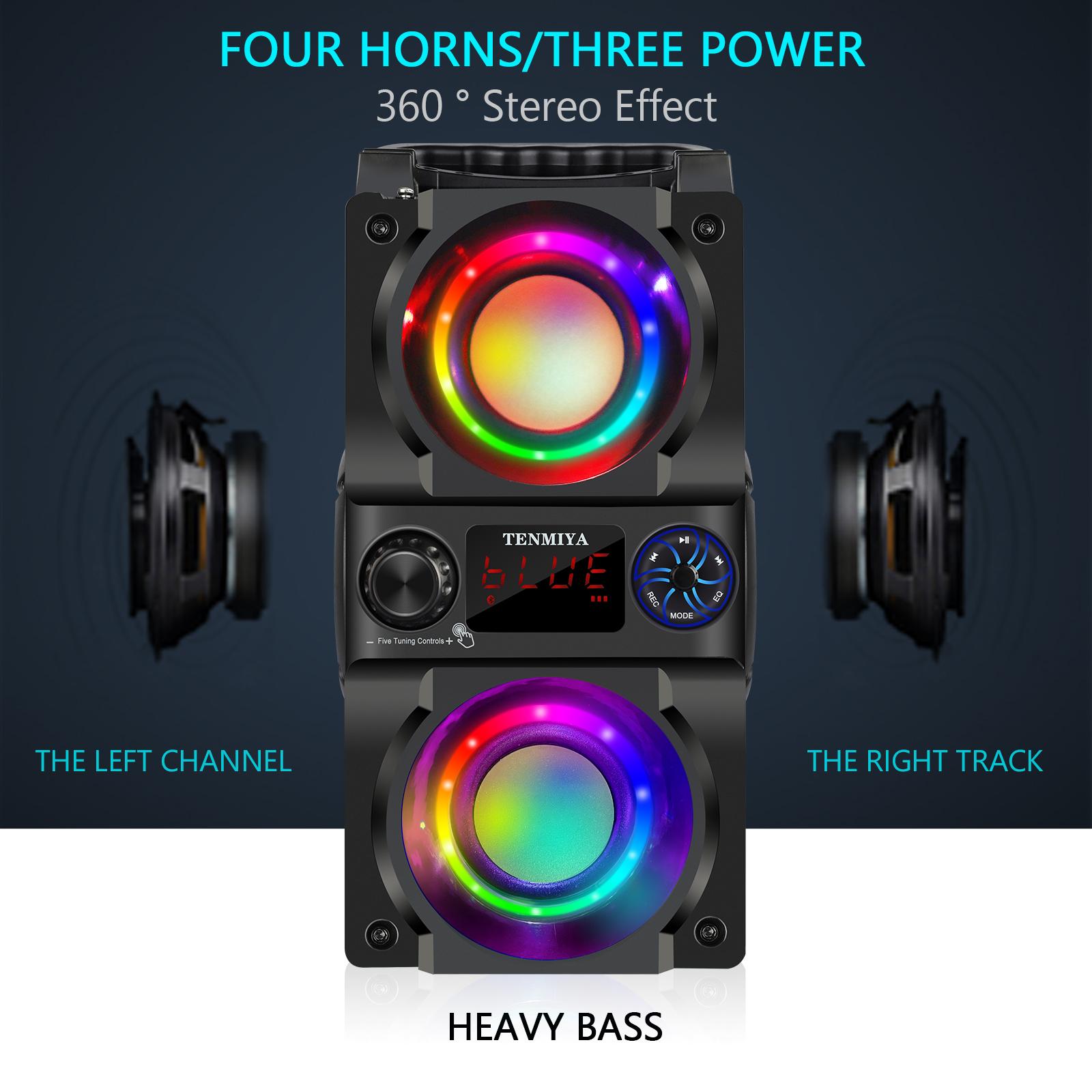 TOPROAD Портативная Bluetooth-колонка 40 Вт с сабвуфером, беспроводная ...