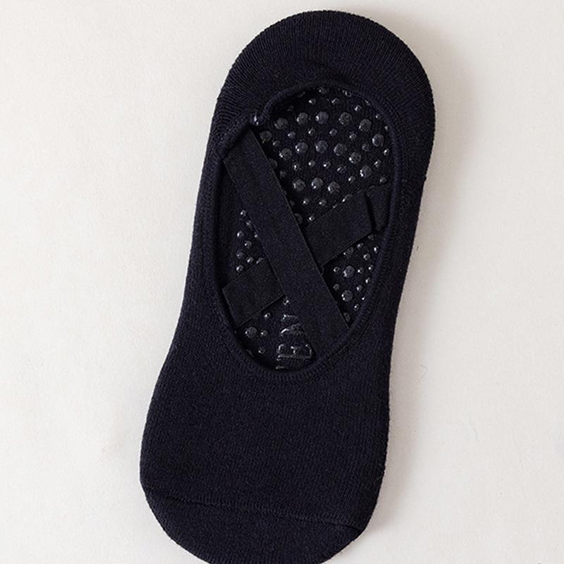 

Solid Color Protective Naked Strap Fitness Socks Summer New Women Yoga Socks Indoor Pilates Sports Floor Socks чорний